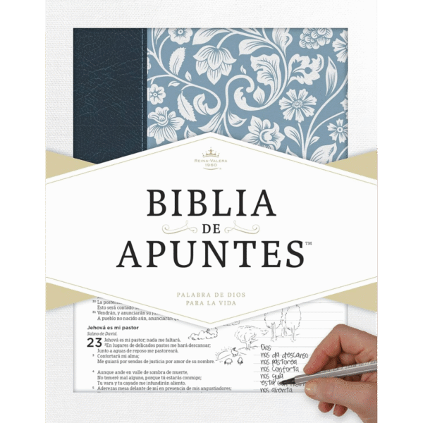 Biblia de Apuntes RVR 1960 Piel Genuina - Tela Azul
